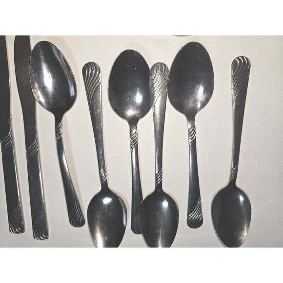 Mixed Lot of 14 Pieces of Stainless Steel Flatware Waves Wavy Pattern - Picture 5 of 6